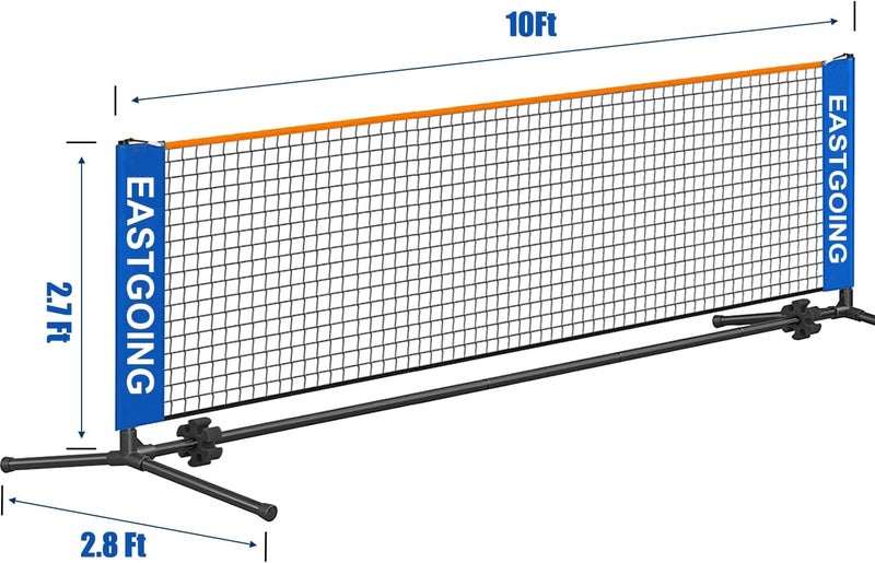 Eastgoing 10 ft Mini Portable Soccer Tennis Net | Pickleball Net System with Carrying Bag for Driveway Backyard. Easy Assemble Beach Tennis Net | Tennis Practice for Indoor and Outdoor - Image 5